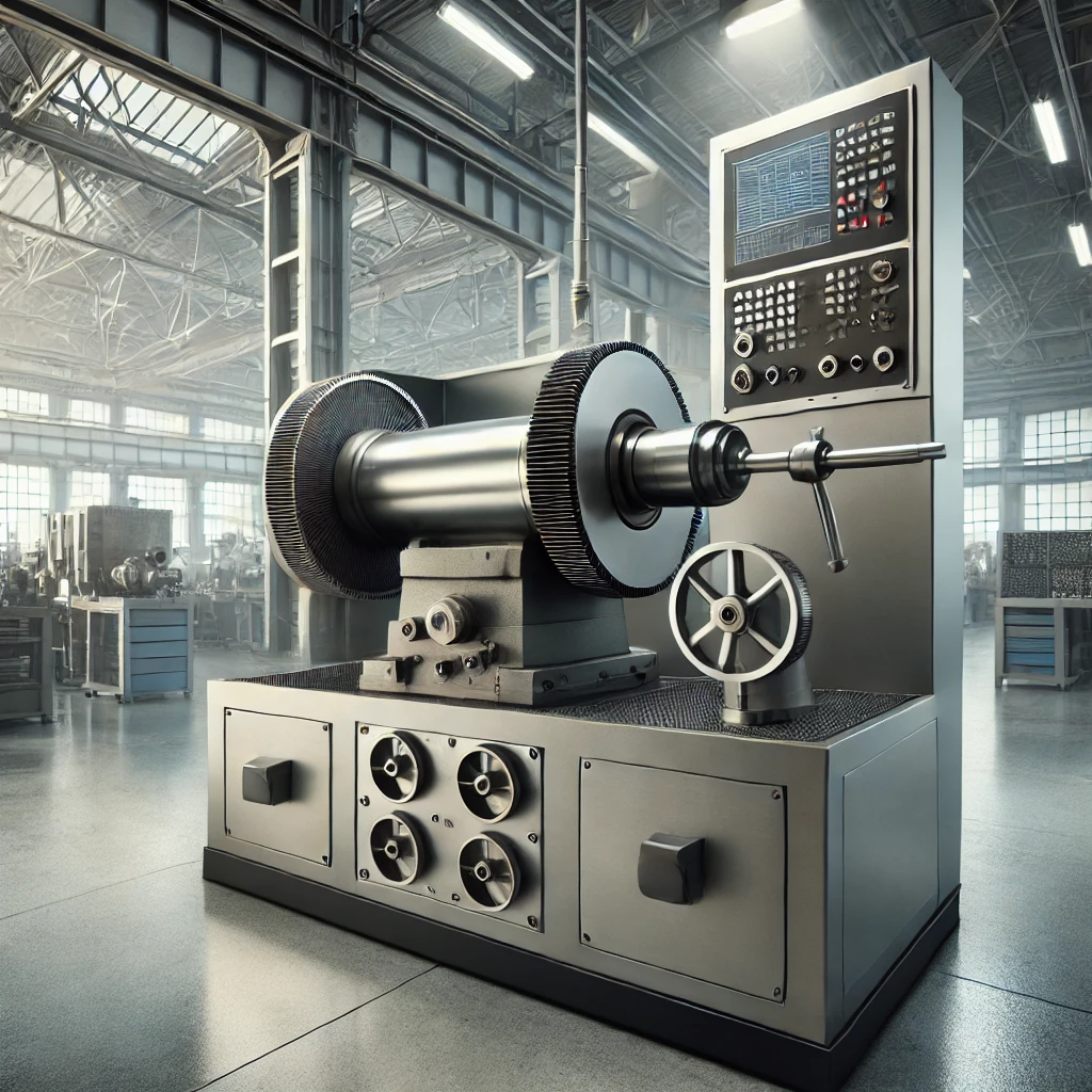 DALL·E 2025 03 20 11.06.35 A high quality image of a precision cylindrical grinding machine in an industrial setting. The machine features a rotating grinding wheel a sturdy me
