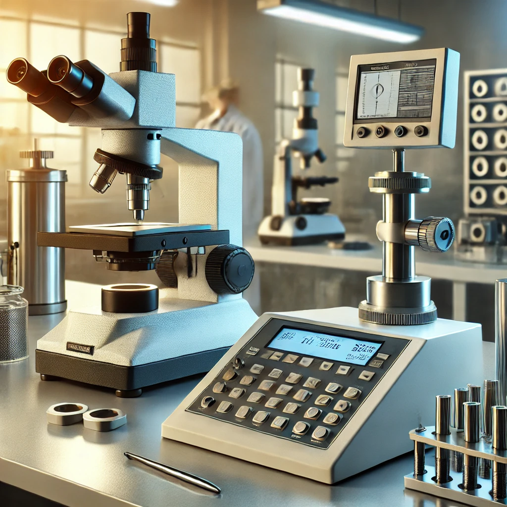DALL·E 2025 03 20 16.15.06 A high resolution image of a laboratory setup for material and surface quality testing. The scene includes advanced testing equipment such as hardness