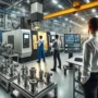 DALL·E 2025 03 20 17.36.45 A high tech aerospace manufacturing facility with CNC and VMC machines in operation. The image showcases precision machining of metal components for a 90x90